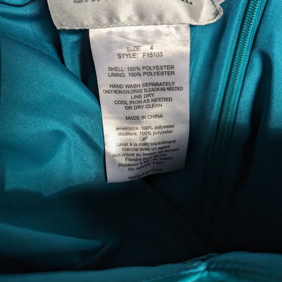 David's Bridal Strapless Bridesmaids Dress Teal Sz 4 *ALTERED* - Picture 6 of 6
